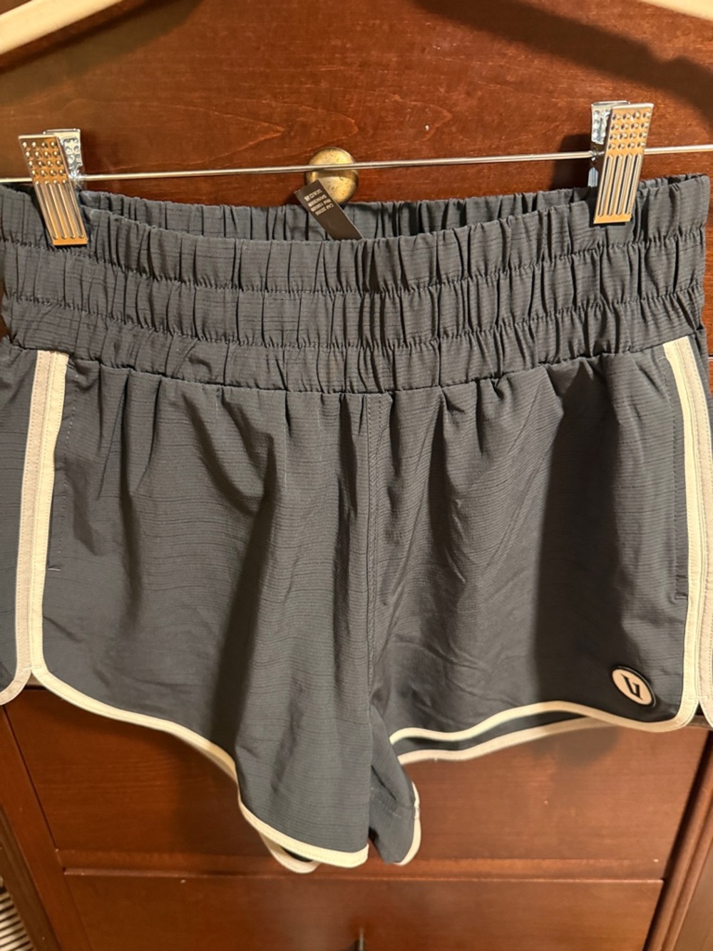 Vuori Women’s Active Drawstring Shorts - Gray with Cream Trim